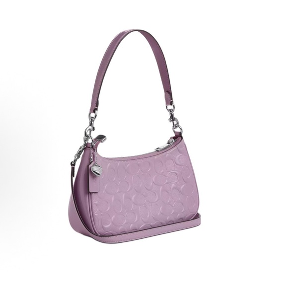 NWT！COACH Teri Shoulder Bag In Signature Leather With Heart Charm - Picture 3 of 8